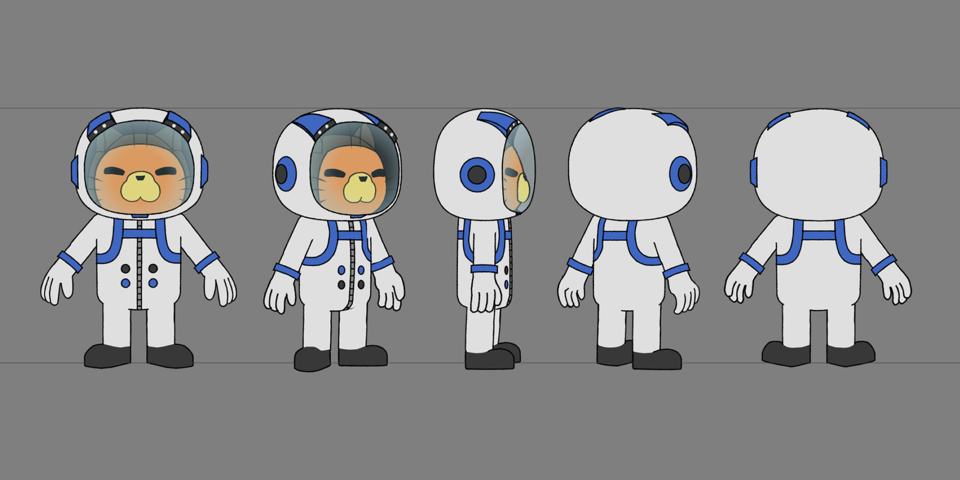 Cat Astronaut Character Rotation