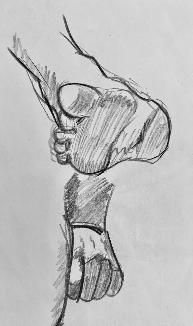 Foot and Hand Study, Grease Pencil, 2025