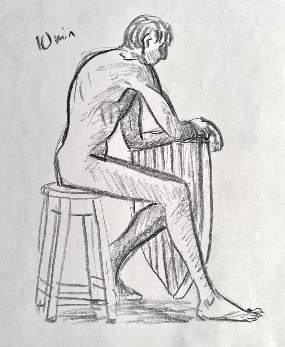 10 Minute Pose Study, Grease Pencil, 2025